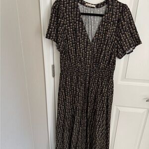 Marine Layer Black and White Patterned Midi Dress